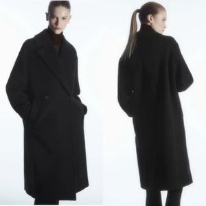COS | Striata Black Double Breasted Wool Coat NWT